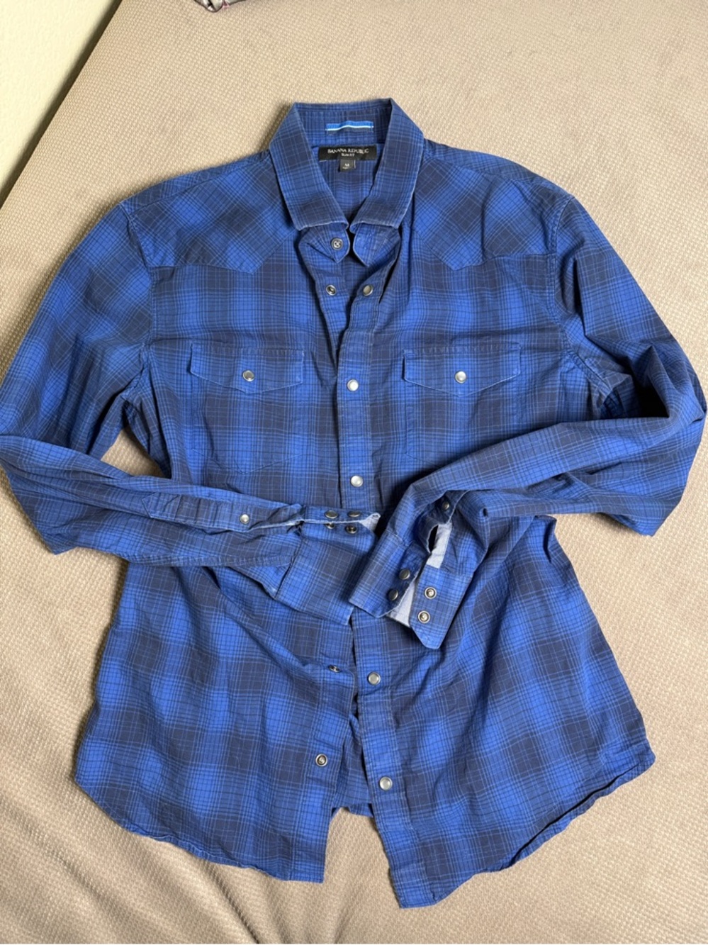 Banana Republic Blue Plaid Long-Sleeve Button-Down Shirt